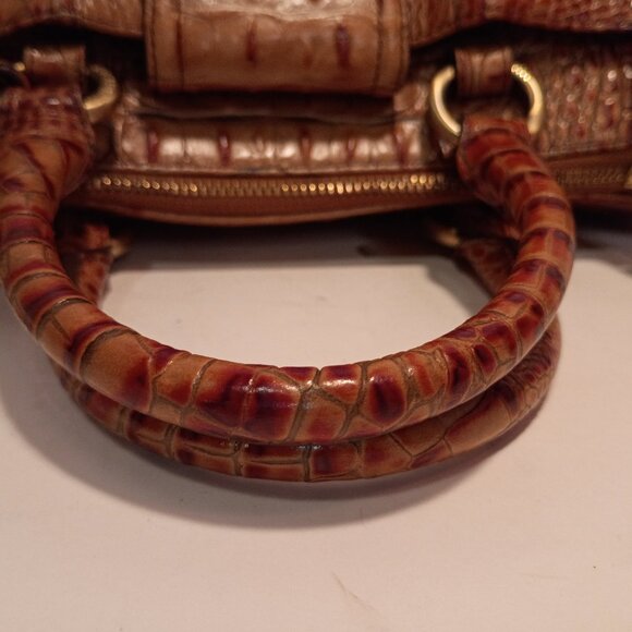 Vintage BRAHMIN ANNABELLE Melbourne Pecan Croc-Embossed Leather Zip-top Satchel - Picture 9 of 15